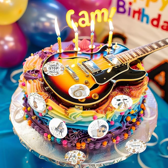 36PCS Edible Musical Instrument Cupcake Toppers Wafer Paper Music Symbol Cake Picks Music Concert Cake Topper Guita Piano Violin Cupcake Picks for Concert Theme Party Decor (Musical)