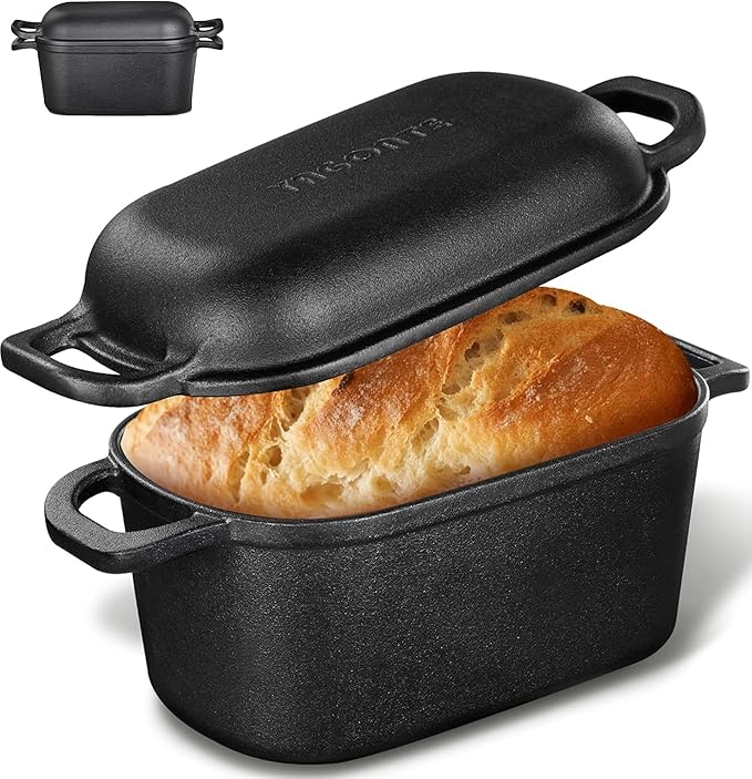 4.6 Quart Oval Dutch Oven for Bread Baking, Bread Dutch Oven for Sourdough, Cast Iron Bread Pan with Lid for Homemade Bread