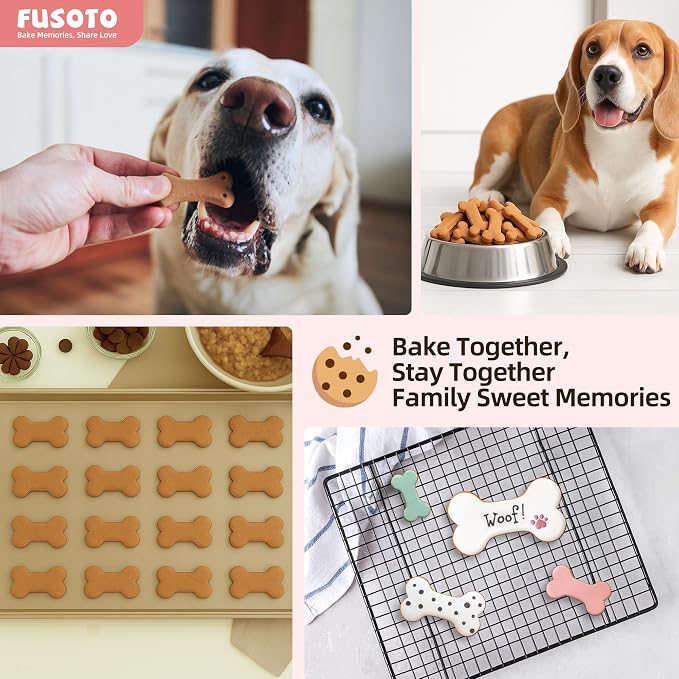 FUSOTO Dog Bone Cookie Cutters Set, Cookie Cutter for Homemade Dog Treat, 4Pcs Stainless Steel Cutters Dog Bone Shape for Cookie Baking, Sandwiches, Biscuits, Fruit, Vegetable