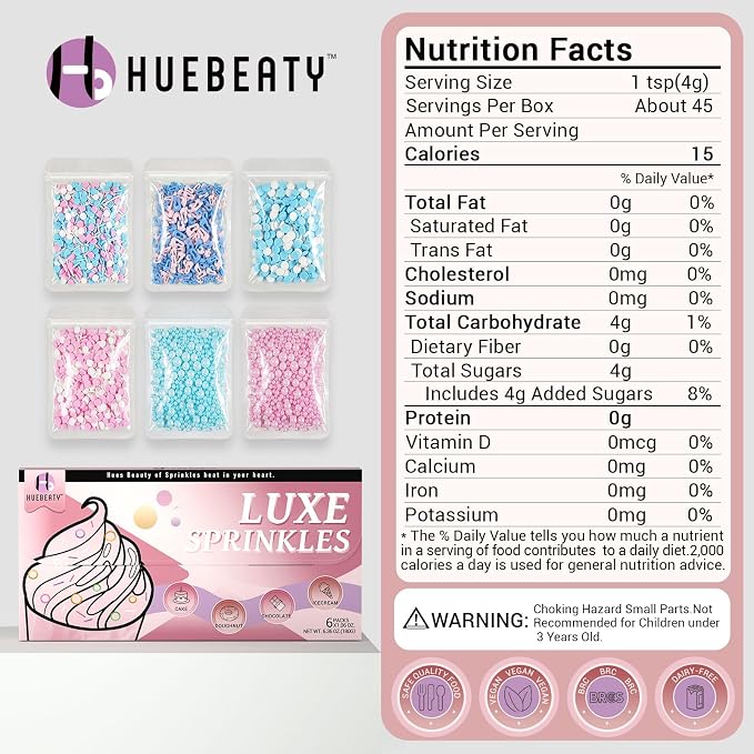 HUEBEATY Pink and Blue Cake Sprinkles with Baby Feet for Baby Shower, 180g | HUEBEATY Pink and Blue Cake Sprinkles with Baby Feet for Baby Shower, 180g