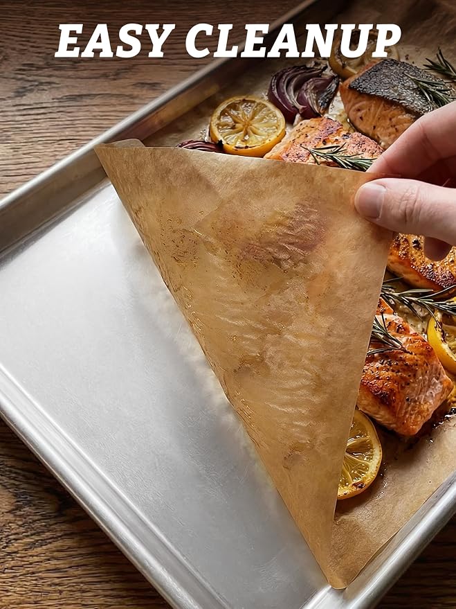 SMARTAKE 300 Pcs Parchment Paper Baking Sheets, 12x16 Inches Non-Stick Precut Baking Parchment, for Baking Grilling Air Fryer Steaming Bread Cup Cake Cookie and More (Unbleached)