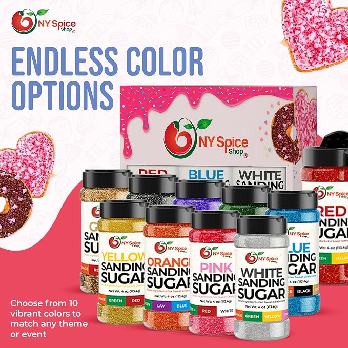NY Spice Shop Red Sprinkles Sanding Sugar - 4 Ounce Mix Red Sprinkles for Holiday Dessert Decoration - Baking Decoration For Cupcakes Cookies Cakes & Dessert Toppings