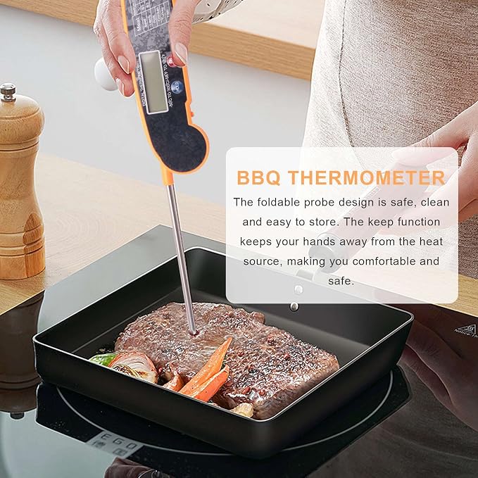 Digital Instant Read Meat Thermometer with Highly Accurate Temperature Probe, Electric for Kitchen Food Grilling Grill BBQ Smoker Liquids Fryer Hot Oil Frying