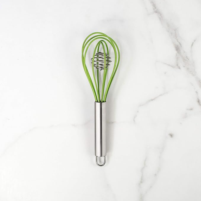 Mrs. Anderson’s Baking Rapid Whisk Junior with Double Helix Spiral Blades, 18/8 Stainless Steel and Silicone, Green