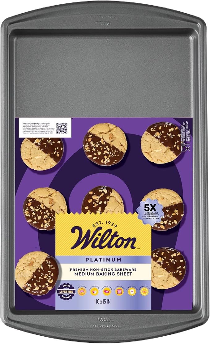 Wilton Platinum Premium Non-Stick 10 x 15 in Baking Sheet, Made without PFAs, Packaging May Vary