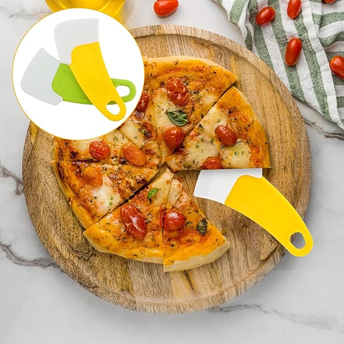2Pcs Green and Yellow Silicone Pan Cleaning Scraper, Mabor Cleaning Bowl Scraper Dish Scraper for Kitchen Non-stick Plastic Pot Scraper Tool for Pans Pots Cooking Utensils
