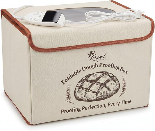 Royal Kitchen Folding Bread Proofing Box with Temp Control (68-132℉) & 48H Timer - Dough Proofer Perfect for Sourdough, Bread, Pizza, Yogurt, Kombucha - Reliable Proofer for Home Bakers