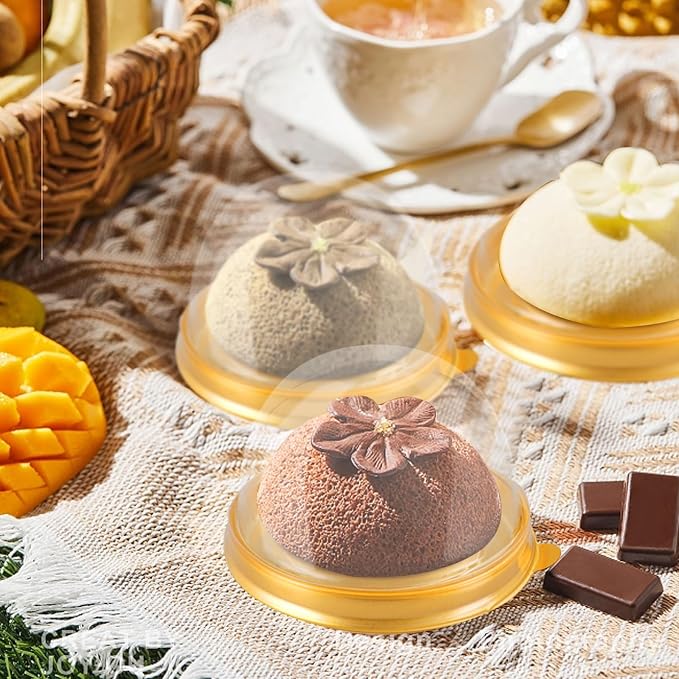 WOPPLXY 200 Pcs Mini Cake Containers, Clear Plastic Small Cupcake Boxes with Dome Lids, Mini Cupcake Container, Mini Flan Container for Individual Cookies Cheesecake Mooncake Desserts