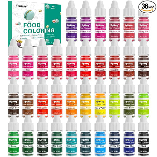 Food Coloring - 36 Color Concentrated Liquid Food Coloring Set - Neon Liquid Food Color Dye for Baking, Decorating, Icing, Cooking, Slime Making Kit and DIY Crafts, 6ml Bottles (0.25 Fl. Oz)