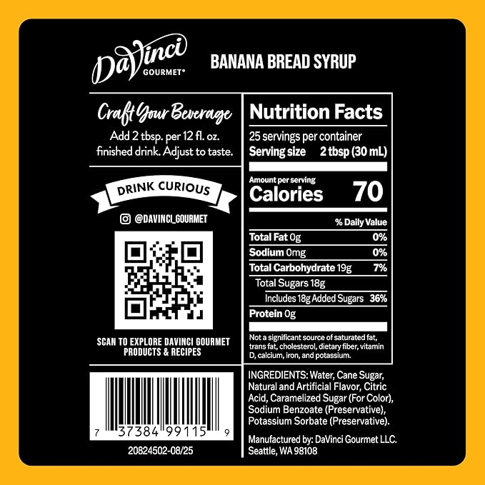 DaVinci Gourmet Banana Bread Syrup, 25.4 Fluid Ounces (Pack of 1)
