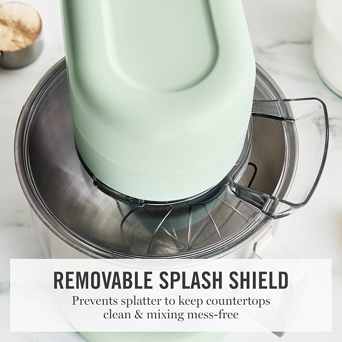 Martha Stewart 5.3Qt Stand Mixer, 12-Speed Tilt-Head Electric Kitchen Mixer with Stainless Steel Bowl, Dough Hook, Whisk & Beater, Splash Guard, Ideal for Baking Bread, Cake & Whipping, Honeydew Green