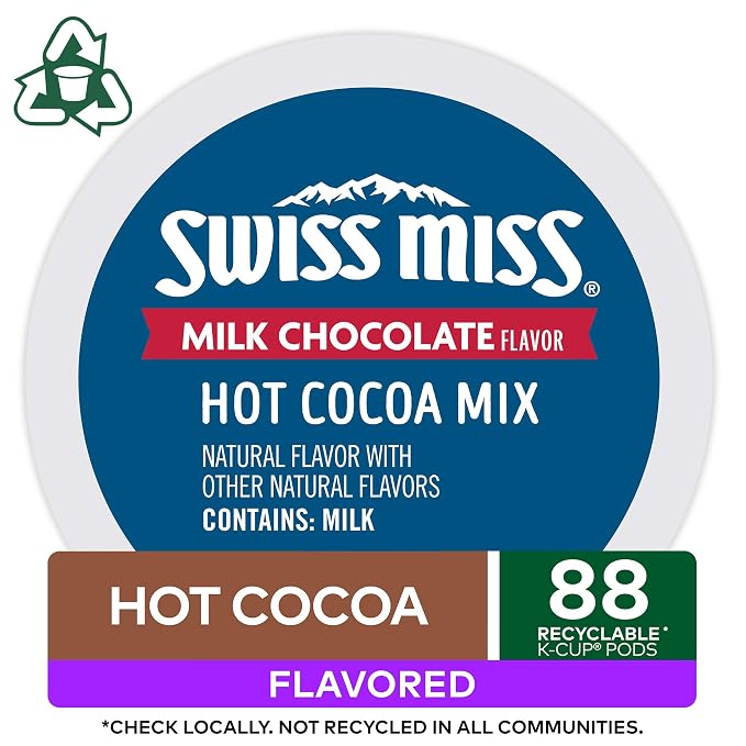 Swiss Miss Milk Chocolate Hot Cocoa, Keurig Single-Serve K-Cup Pods, 88 Count (4 Packs of 22)