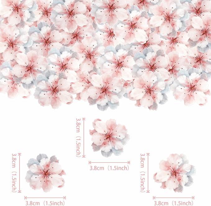 40 PCS Edible Cherry Blossoms Cake Decorations Edible Cherry Blossoms Cupcake Toppers Wafer Paper Flowers Cake Toppers for Baby Shower Kids Birthday Party Cake Food Decorations Supplies Pink