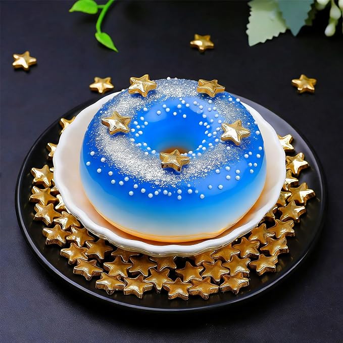CandiJumpin Edible Star Sprinkles 10 mm, Gold Stars for Cake Decorating Super Gold Star Cake Decoration Large Edible Stars Baby Shower Party Birthday Wedding Christmas Supplies 3 OZ