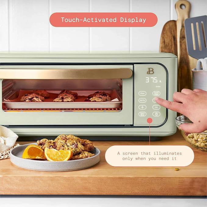 Infrared Air Fry Toaster Oven 9 Slice, 1800W Countertop Oven with Convection & Air Fry Functions, Digital Touch Display, Multi Cooking Modes for Baking, Broiling & Reheating (Sage Green)