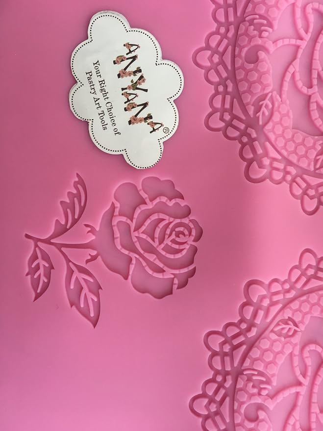 wedding Silicone Lace Mat, rose Cake Decorating Mold, flowers cake Decorating Tools for Edible Lace Fondant Mold, Sugar-Lace Cupcake Mat