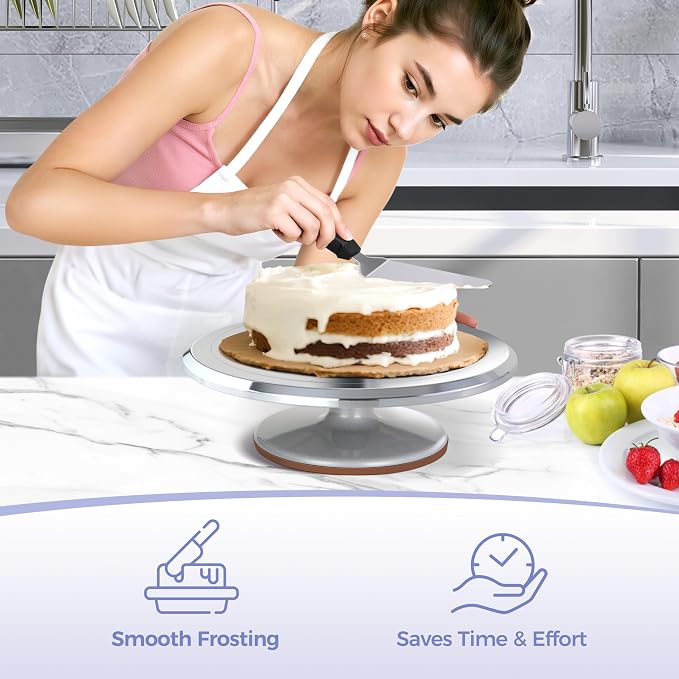 Ohuhu Cake Stand, Aluminium 12''Cake Turntable Decorating Bakery Supplies - BPA-Free Frosting Spinner Rotating Revolving Lazy Susan Perfect Gifts