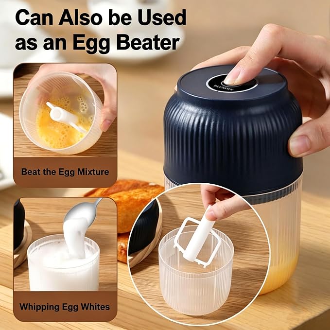 Electric Garlic Chopper, 400ML Upgrade Mini Food Processor & Food Chopper for Kitchen, Portable Cordless Garlic Mincer with 6 Stainless Steel Blades, for Garlic,Onion,Ginger,Chili,and Fruit (white)