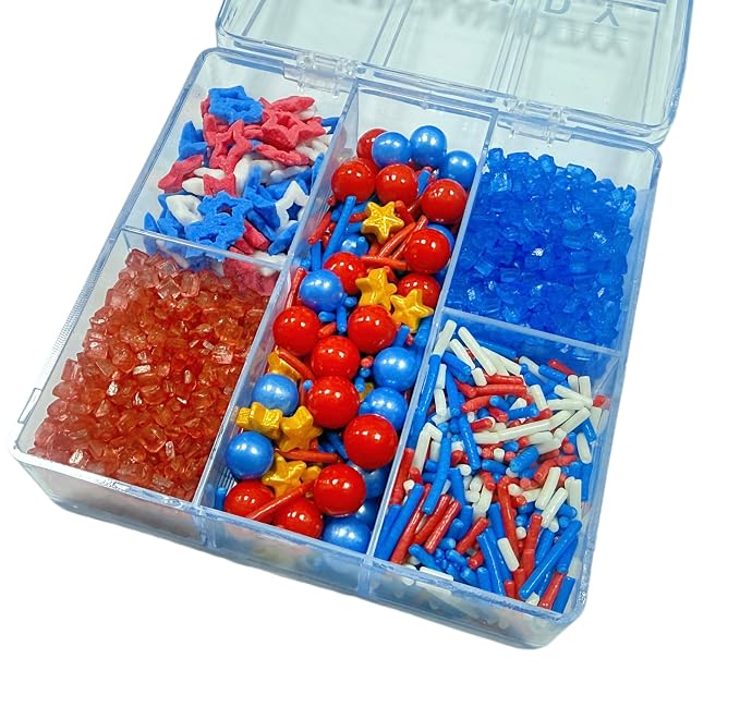 Sentovac Edible Sprinkles Mixing for Patriotic 4th of July Independence Day Cake Decorating Cupcake Cookie and Ice Cream Topper Decorations 2.75oz
