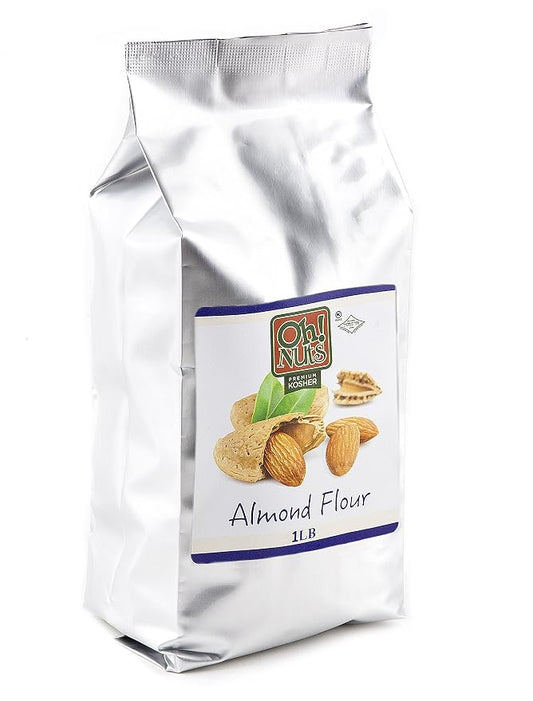 Oh! Nuts Almond Ground Flour Meal - All Natural, Unblanched Almond Flour - (1 LB - 16oz) Resealable Bulk Pack - Finely Ground Flour for Cooking & Baking