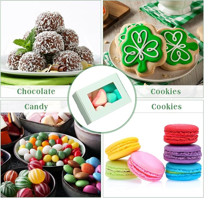 Zonon 30 Pcs Soap Boxes for Homemade Packaging, Mini Kraft Boxes with Window for Bakery Candy Soap Making Gift Packaging, 3.7x2.6x1.4 Inch (Light Green)