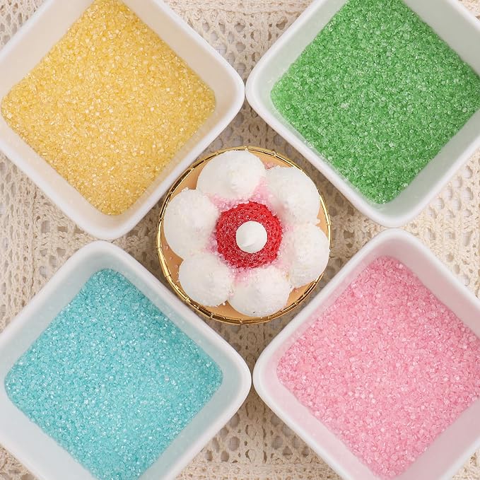 Sanding Sugar Pastel Sprinkles for Cake Decorating, 4 Colors 8oz Sparkling Green Yellow Pink Blue Sprinkles, Decorating Coarse Sugar Crystals for Cake Cupcakes Cookie Ice Cream Baking Topping