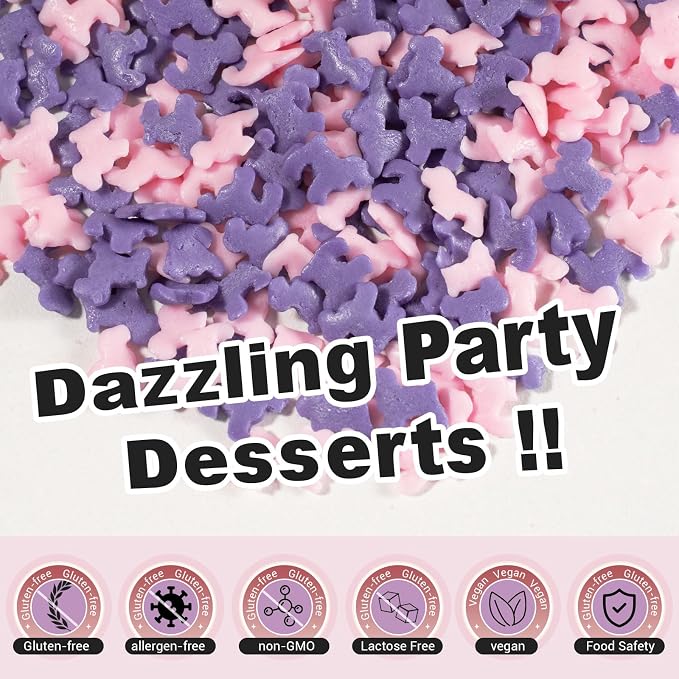 HUEBEATY Puppy Dog Sprinkles with Bone, Pink Purple Cake Sprinkles, 180g | Bone Sprinkles, Puppy Confetti, Pink Purple Princess Sprinkles for Dog Paw Theme Cakes, Girls Birthday Desserts & Cupcakes