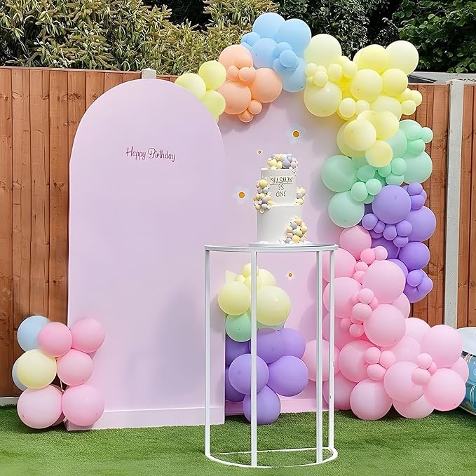 Pastel Balloon Arch Garland Kit - 131Pcs Rainbow Balloon Arch Kit - Birthday Balloons, Macaron Pink Yellow Blue Purple Balloons for First Birthday Baby Shower Wedding Party Decorations