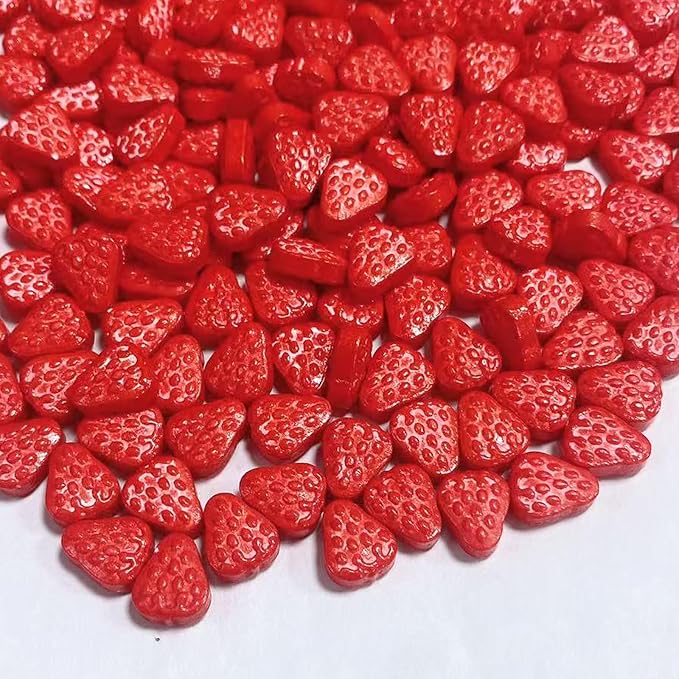 PhilaeEC Red Strawberry Sprinkles Edible for Cake Decoration Spring Sprinkles Baking Cookie Cupcake Toppers Decoration Christmas Vanlentine Easter Supplies