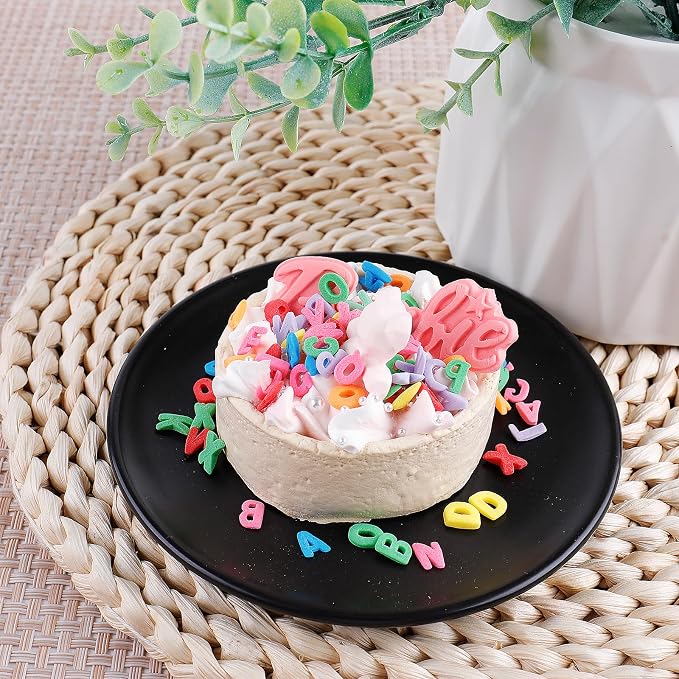 Rainbow Letters Sprinkles, Edible Letters for Cake Decorating, ABC Alphabet Sprinkles Mix for Baking Topping, Cupcakes, Cookies, Ice Cream, School Enrollment Children Birthday Party Holiday Supplies