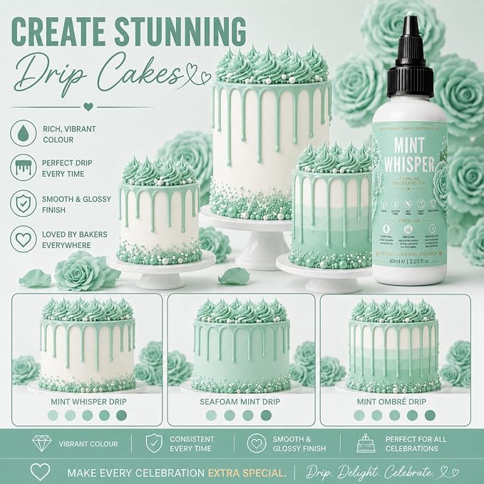 Confect Mint Whisper Gel Food Coloring – Highly Pigmented Gel Based Food Color for Buttercream, Cakes, Cookies & Baking – 60mL / 2 FL OZ