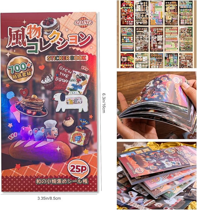 Girl's Japanese Retro Sticker Book, 700+ Kawaii Old Showa Style Embroidered Stickers, Vintage Old Objects Theme for DIY Scrapbooking Journaling Handbook Decoration