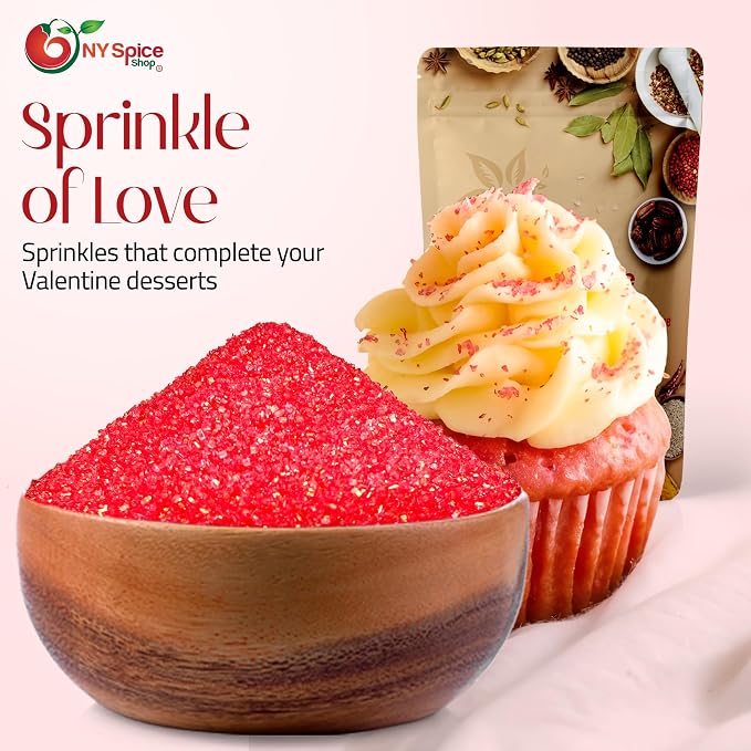 NY Spice Shop Red Sprinkles Sanding Sugar - 1 Pound Mix Red Sprinkles for Holiday Dessert Decoration - Baking Decoration For Cupcakes Cookies Cakes & Dessert Toppings