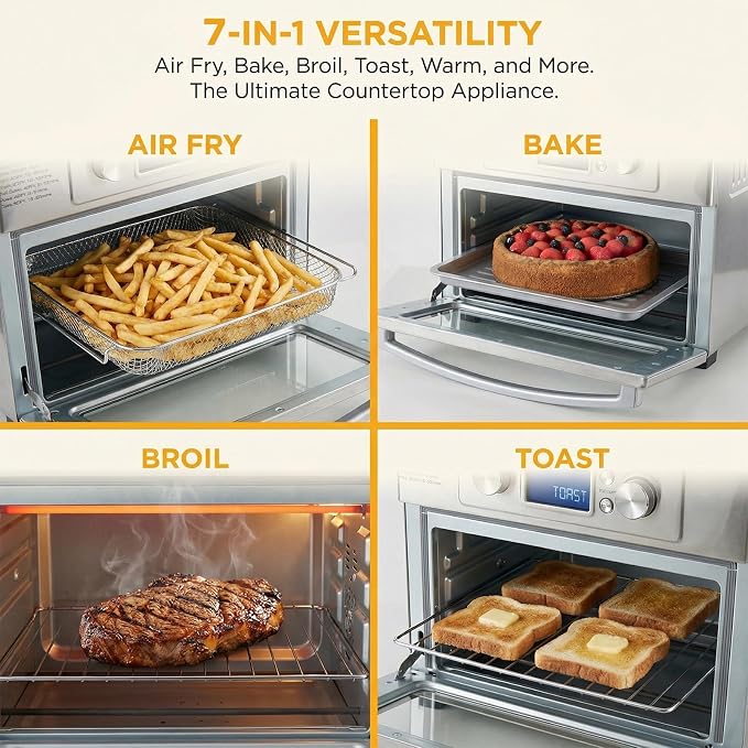 NEWBULIG 23QT Smart Touch Air Fryer Toaster Oven, Multi-Function Electrical Air Fryer Oven Combo, 7-in-1 Steel Countertop Ovens, 1800W Power, 120-Minute Timer, Convection, LCD Display