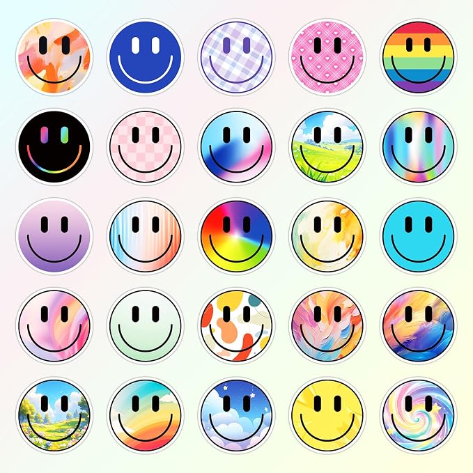 50PCS Smiling Face Stickers, Cute Water Bottle Stickers for Kids, for Teaching Rewards, Notebooks, Stationery, Luggage, Cartoon PVC Happy Sticker