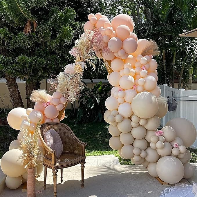 PartyWoo White Sand Balloons 100pcs 5 Inch Off White Beige Cream Ivory Boho Neutral Latex Balloons for Wedding Graduation Baby Shower Anniversary Engagement Birthday Party Decorations White-F12