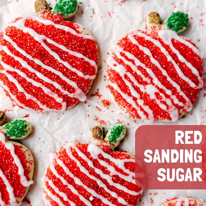 Red Sanding Sugar | Red Sprinkles | Edible Coarse Sugar Crystals | For Baking Dessert Decorating, Cake, Cupcake, Cookie, Ice Cream | Christmas Valentine's Day Holiday Party | 4.6 Ounces