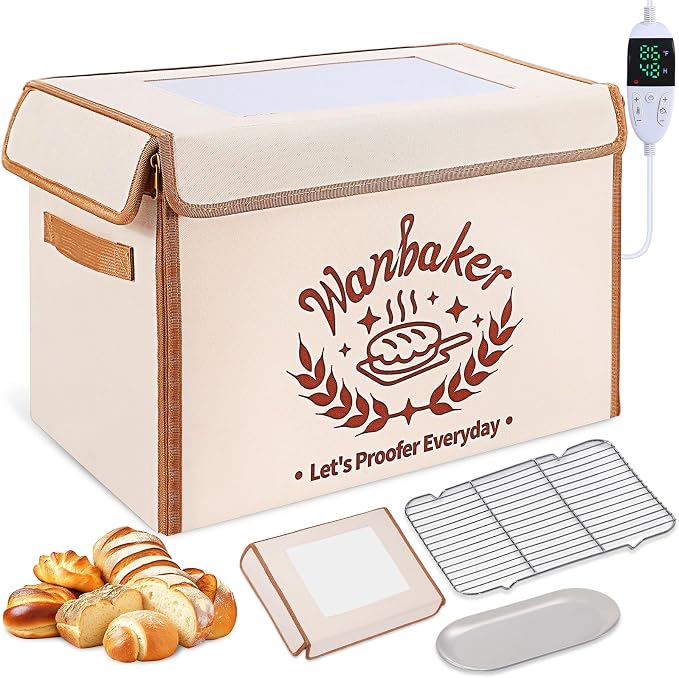 Folding Bread Proofing Box, 68-131F Temp Control 99H Timer, Foldable Dough Proofer for Sourdough Starter Pizza Yogurt Kombucha 6-Layer Insulated Fabric Metal Rack Included