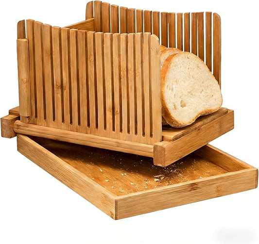 Homemade Sourdough Sandwich Bread Slicer | Built-in Crumb Tray for Mess-Free Use，Adjustable Thickness Options，Foldable & Space-Saving Design