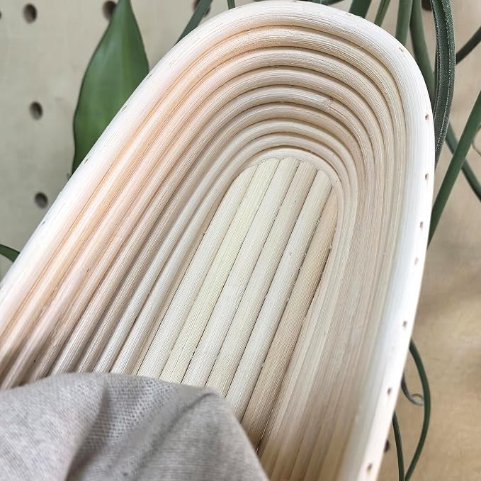 i-lan 2-Pack 22" Extra Long Baguette Proofing Basket, Natural Rattan Banneton Bread Proofing Basket for Sourdough, Oval Batard Banneton Basket for French Baguette Baking Supplies