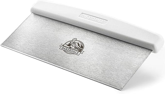 Bakerdale Large Bench, Dough, Cake Scraper, Icing Smoother Spreader, 10-inch Long Stainless Steel Blade, with White Polypropylene Handle