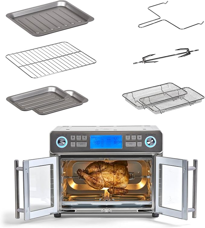 Emeril Lagasse Dual Zone 360 Air Fryer Oven Combo with French Door, 25 QT Extra Large, Cook Two Foods in Different Ways, Up to 60% Faster from Frozen to Finish