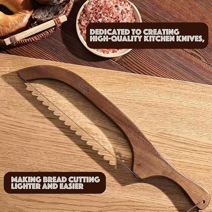 RAPSAKEMOH Bread Knife for Homemade Bread sourdough,Bread slicer for Homemade Bread, Sourdough bread knife, Baguettes and More Cuts Thin,Bow Design Easy to Cutting Even Slices