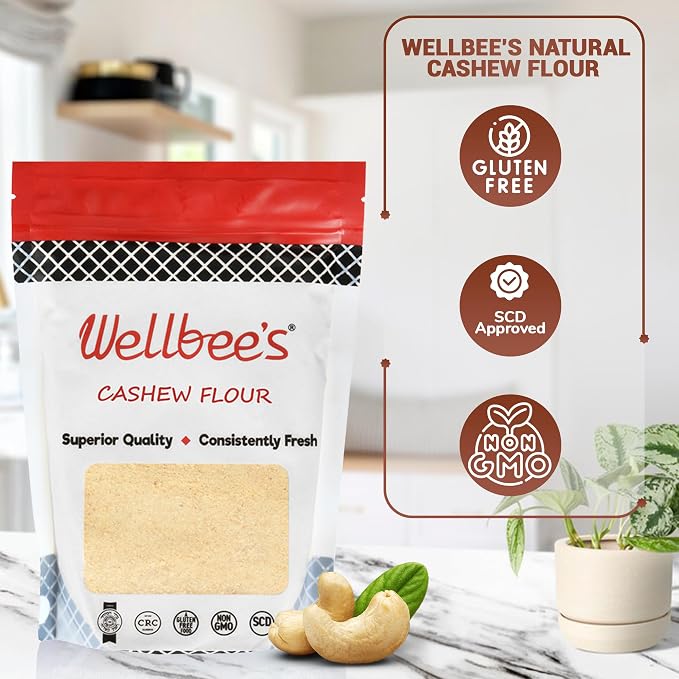 Wellbee's Cashew Flour - Gluten Free Nut Flour - Finely Ground Powder For Baking - Non GMO - No Additives - SCD Approved (1 LB.)