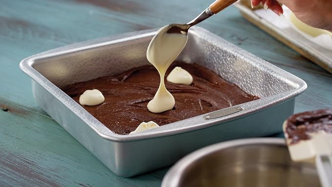 Doughmakers 9" Square Cake Commercial Grade Aluminum Bake Pan | Pattened Pebble Pattern is Naturally Non-Stick & Evenly Bakes | Perfect For Baking Cakes & Brownies | Makes 9" Square Cakes