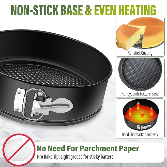 Vakoo 7 Inch Springform Pan - Nonstick, Leakproof Mini Cheesecake Pan for Baking, Easy Release, No Parchment Paper Needed