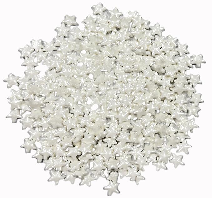 Sentovac White Stars Sprinkles for Cake Decorating, Round Sprinkle for Cupcakes, Ice Cream, Donut, Cookies, Chocolate 3.53OZ