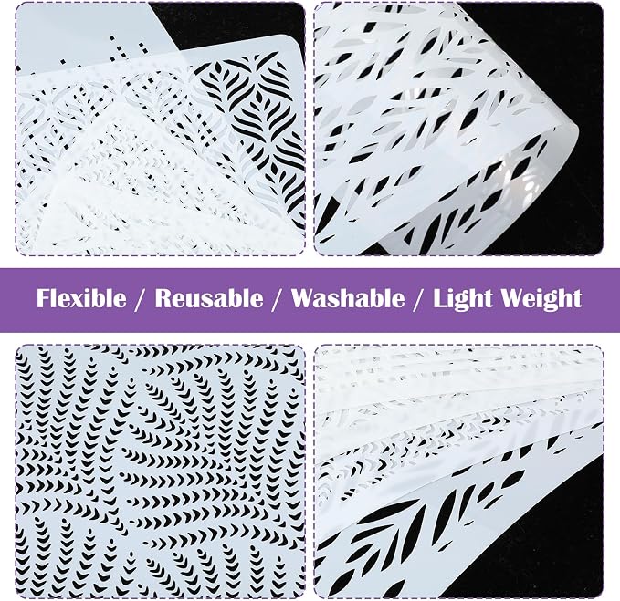 4 Pcs Cake Stencils for Buttercream,10x8 Inch Floral Cake Decorating Stencils Fine Hollow Lace Side Baking Mesh Stencil Tool, Reusable Templates for Wedding Dessert DIY Baking Decor