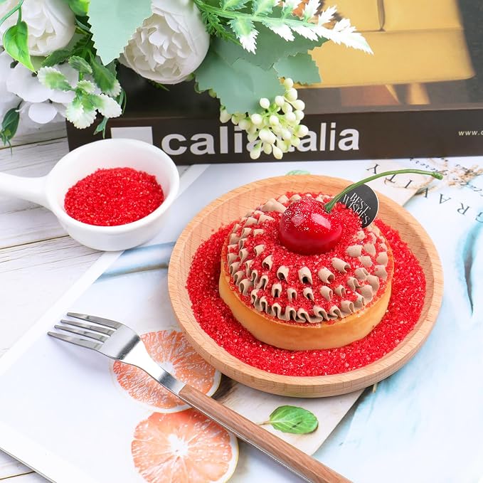 Red Sprinkles Sanding Sugar for Baking, 6.35oz/180g Edible Sparkling Sugar Crystals, Decorating Sugar Sprinkles for Cakes Cupcakes Cookies Ice Cream