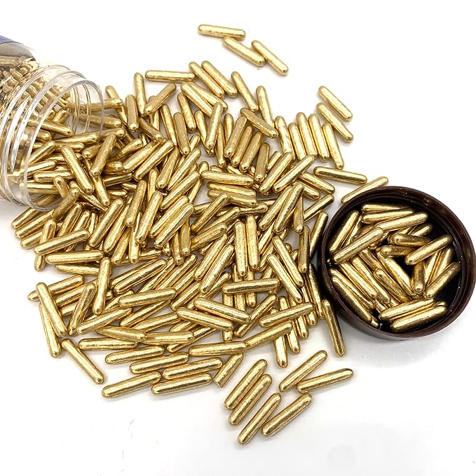 Weraru Gold Pearl Sugar Sprinkles Candy Mixing Size Baking Cake Decorations Cupcake Toppers Cookie Decorating Celebrations Wedding Shower Party Chirstmas Supplies 120g/ 4.2oz